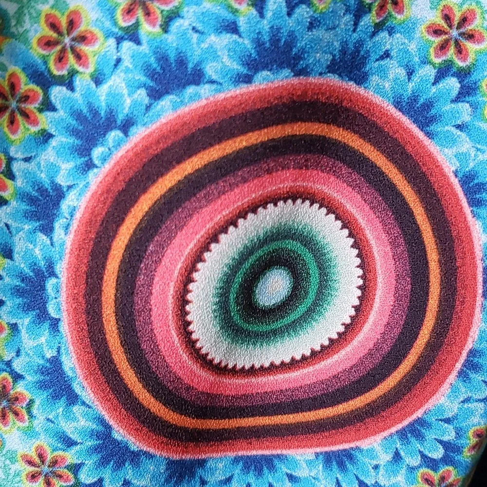 Desigual Spain floral embroidered dress with sheer mesh top and sleeves - Picture 7 of 11